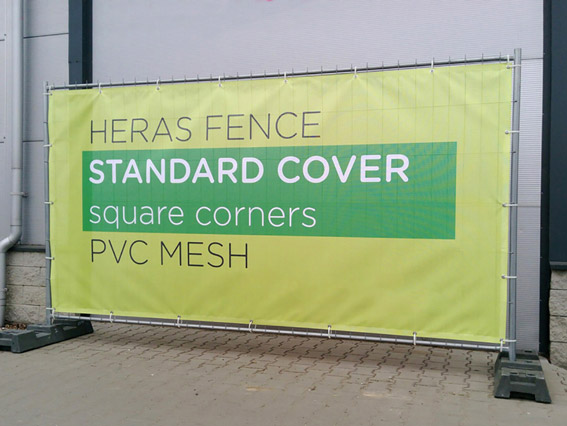 Square corner Heras Fence Banner pvc mesh